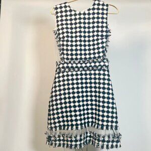 MSGM Mini Dress Black and White Houndstooth with Sheer side panels  in Size 4